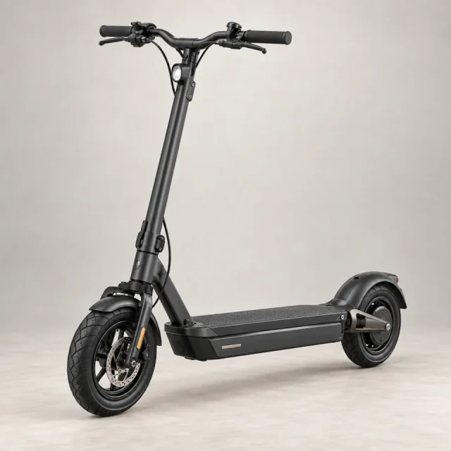 Fictional long-range electric scooter on a neutral background
