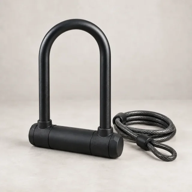 Unbranded scooter U-lock on a neutral background