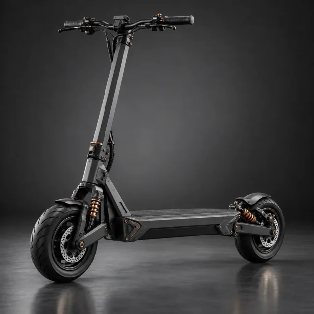 Fictional performance electric scooter on a neutral background